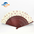 Amazon hotsale cheap bamboo fan folding fabric hand fan